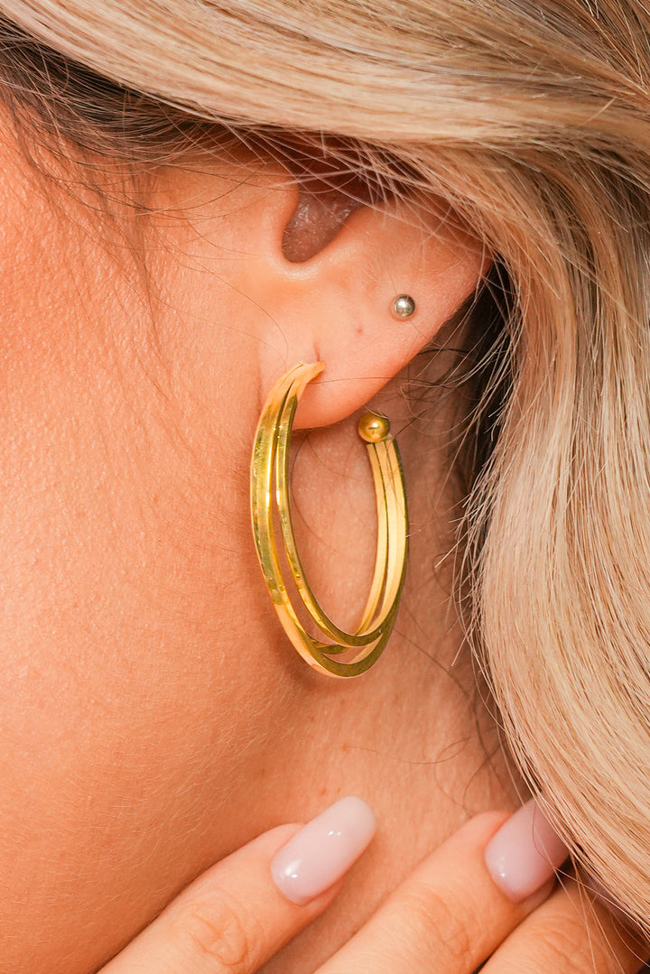 Minimalist Plated Alloy Triple Hoop Earrings
