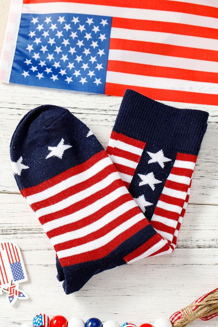 Crew-Socken mit Streifen und Sternen im amerikanischen Stil