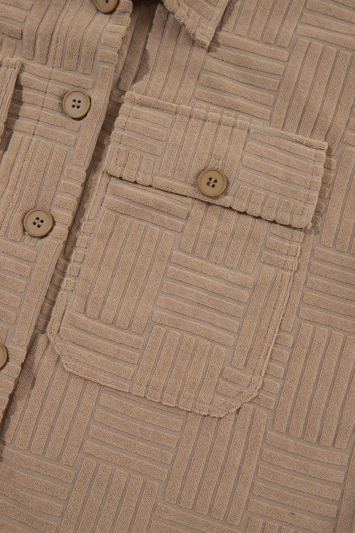 Textured Chest Pocket Button-up Shacket