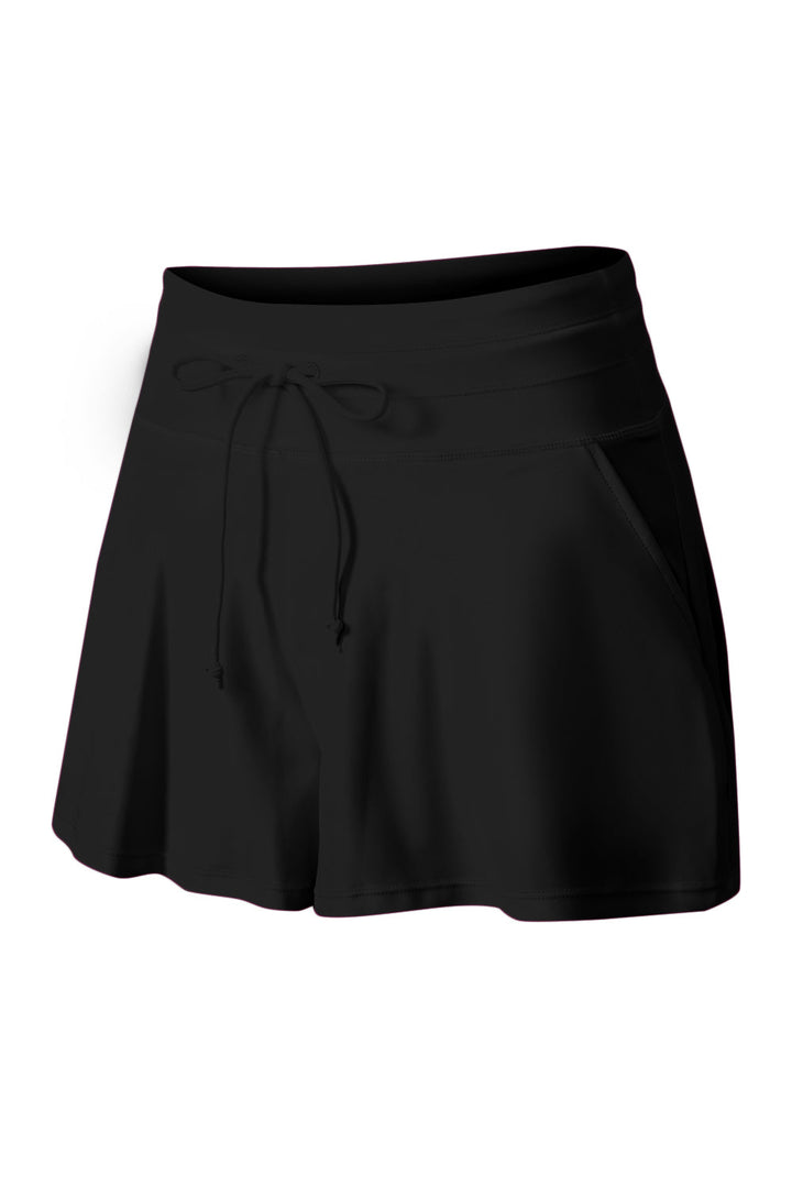 drawstring wide leg swim shorts