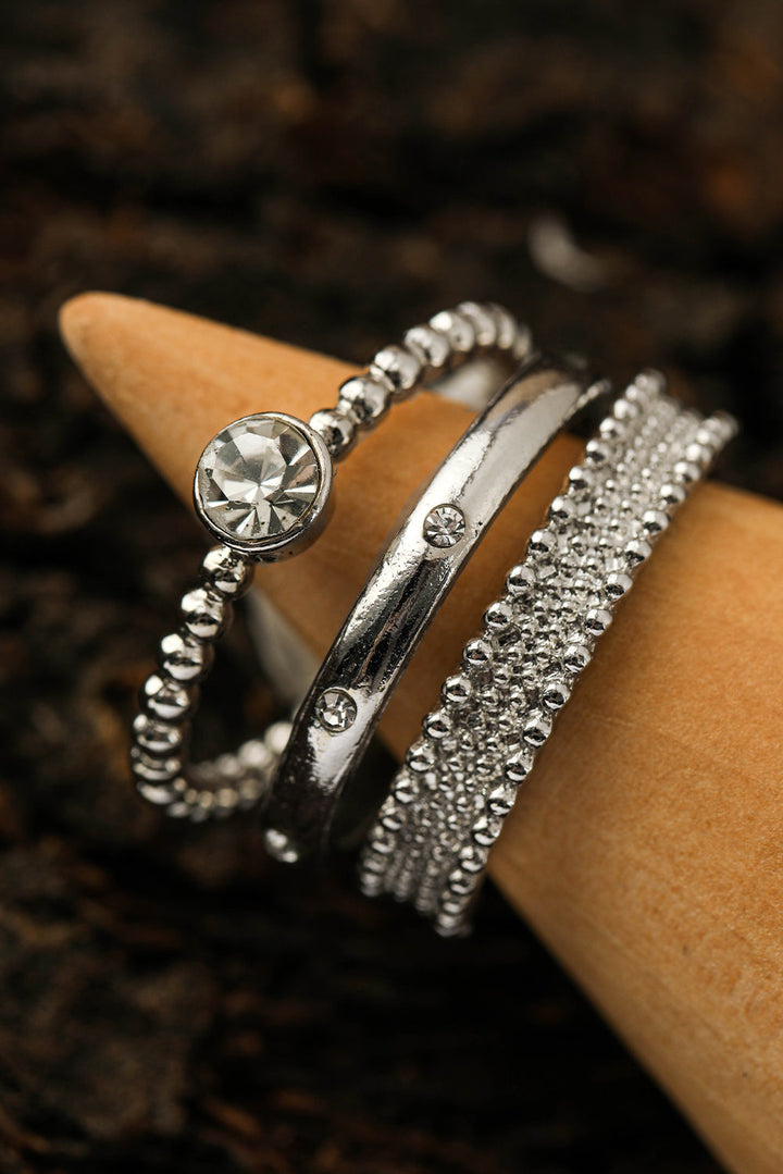 3 Stücke Ring Set mit Strasssteinen und Legierung