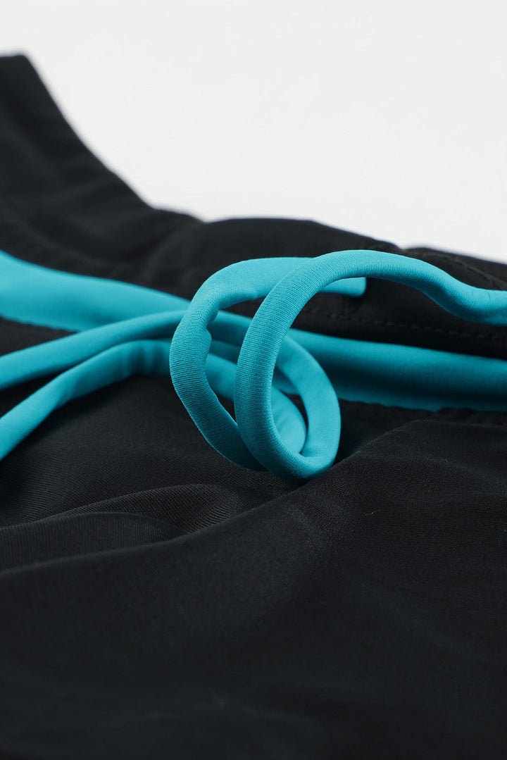 blue trim black women swim boardshort