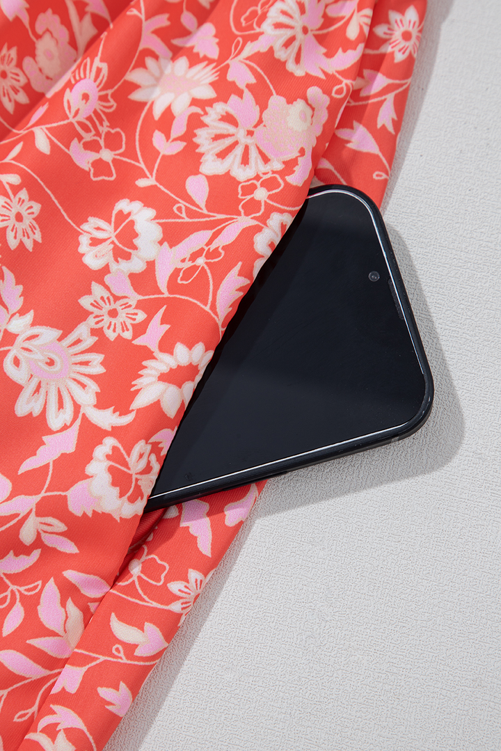 Floral Print Tasseled Tied Sleeve Empire Waist Maxi Dress