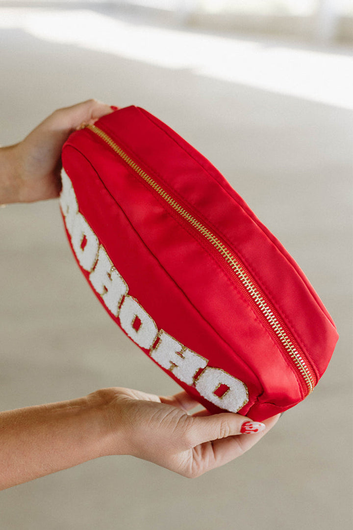 Trousse de maquillage HOHOHO en chenille à paillettes et fermeture éclair, grande taille