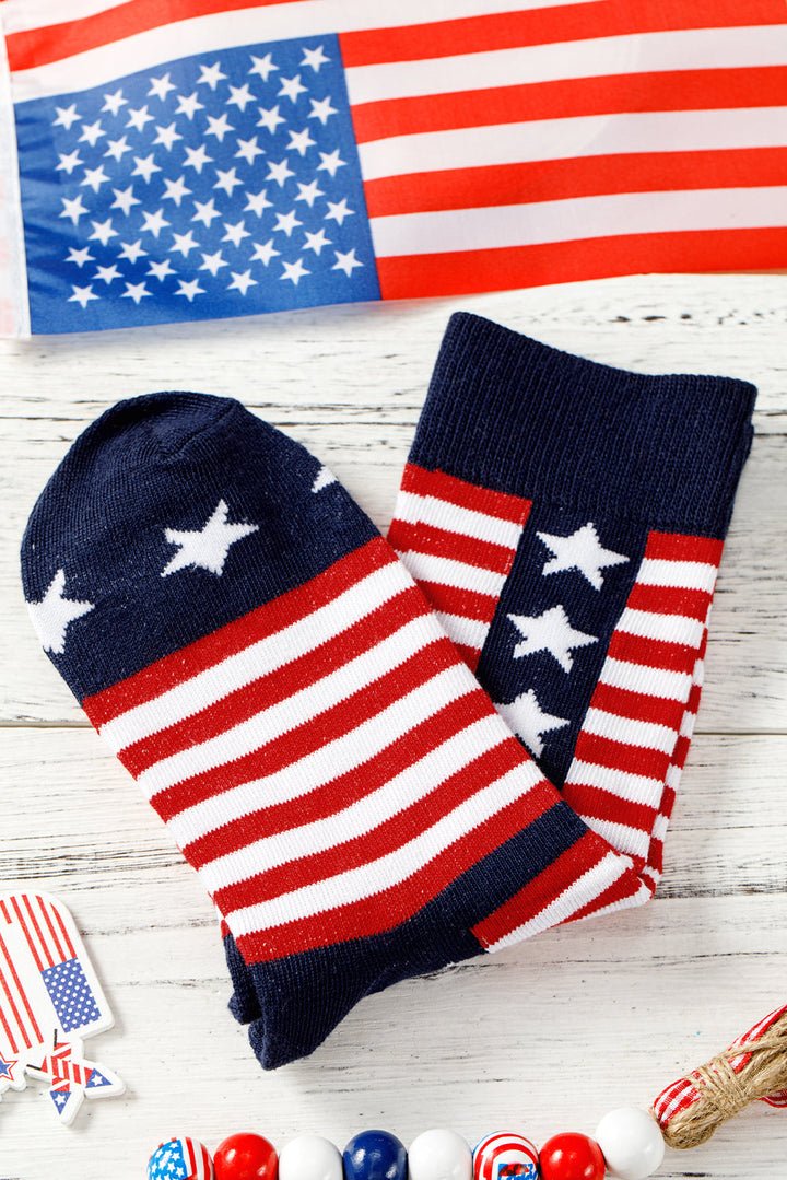 Crew-Socken mit Streifen und Sternen im amerikanischen Stil