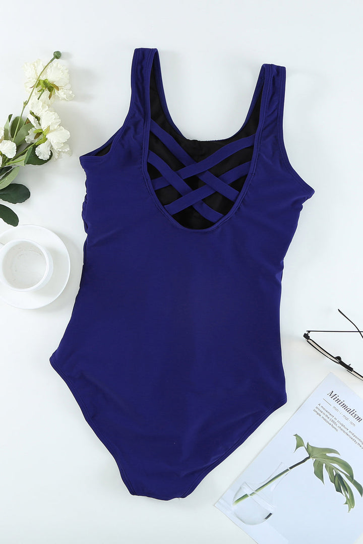 criss cross back one piece swimsuit