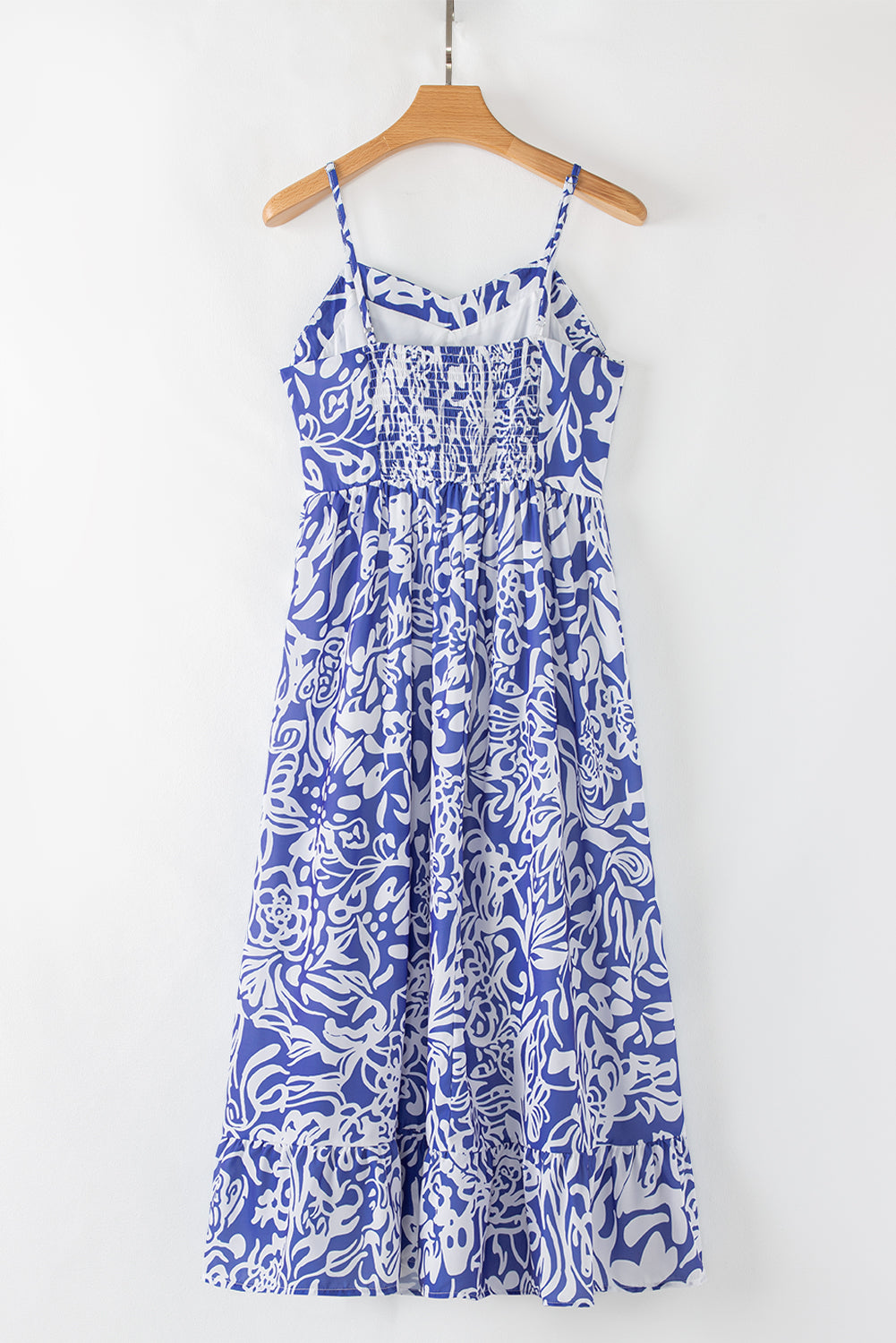 Floral Print Spaghetti Strap High Waist Maxi Dress