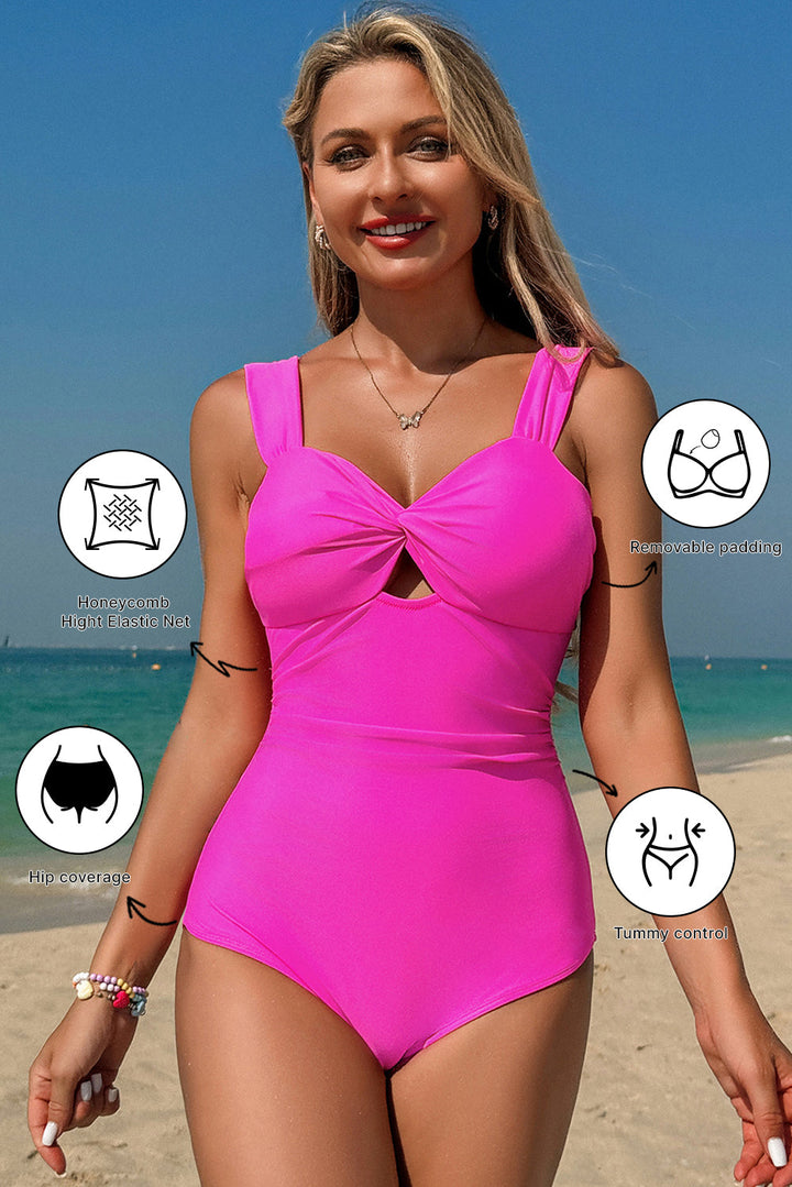 cut out twist bowknot backless one piece swimsuit