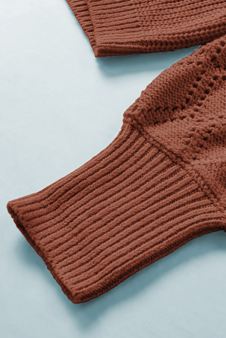 Red Bishop Sleeve Button V Neck Cardigan Sweater