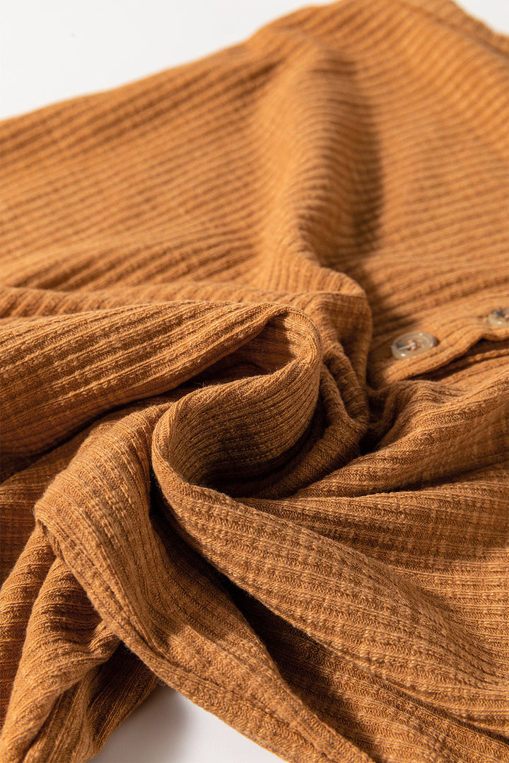 Ribbed Front Knot Buttoned Thin Strap Tank Top