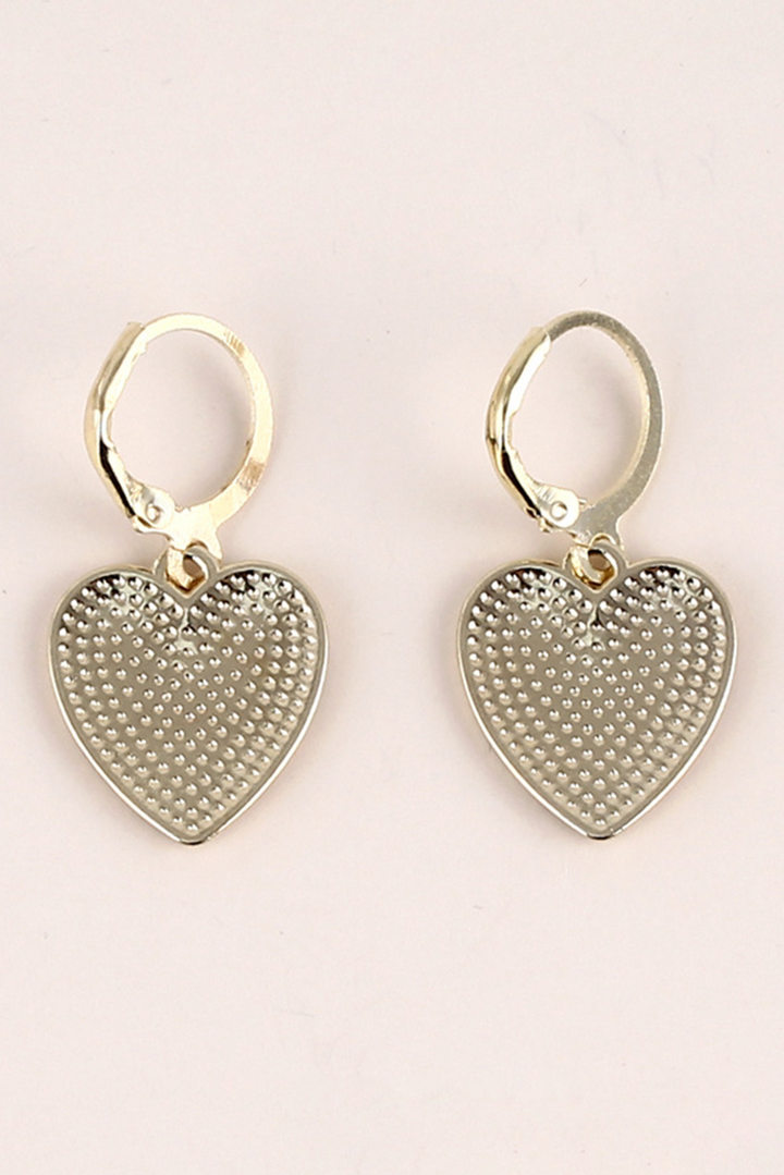 Checkered Heart Shape Hoop Dangle Earrings