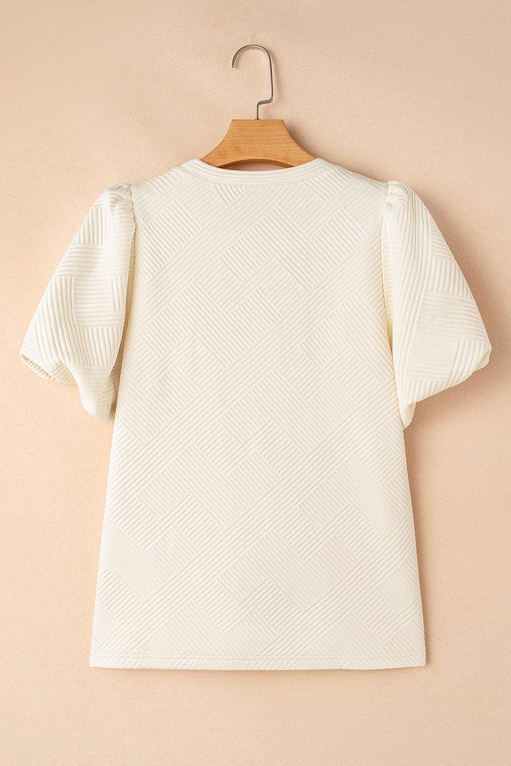 textured puff sleeve t shirt