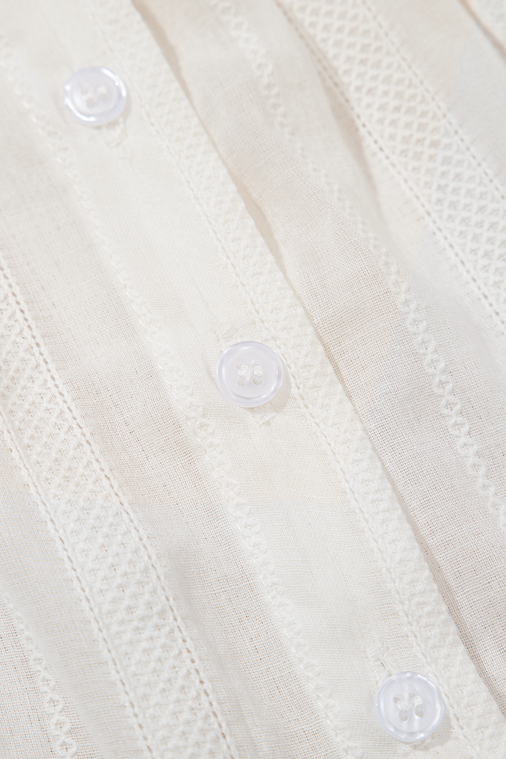 lace crochet ruffled buttoned loose fit tank top