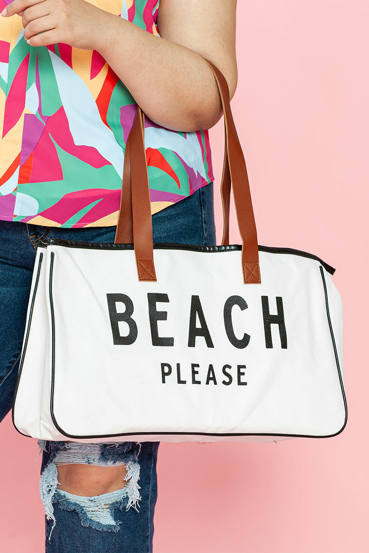 Große Canvas-Tragetasche mit „BEACH PLEASE“-Aufdruck