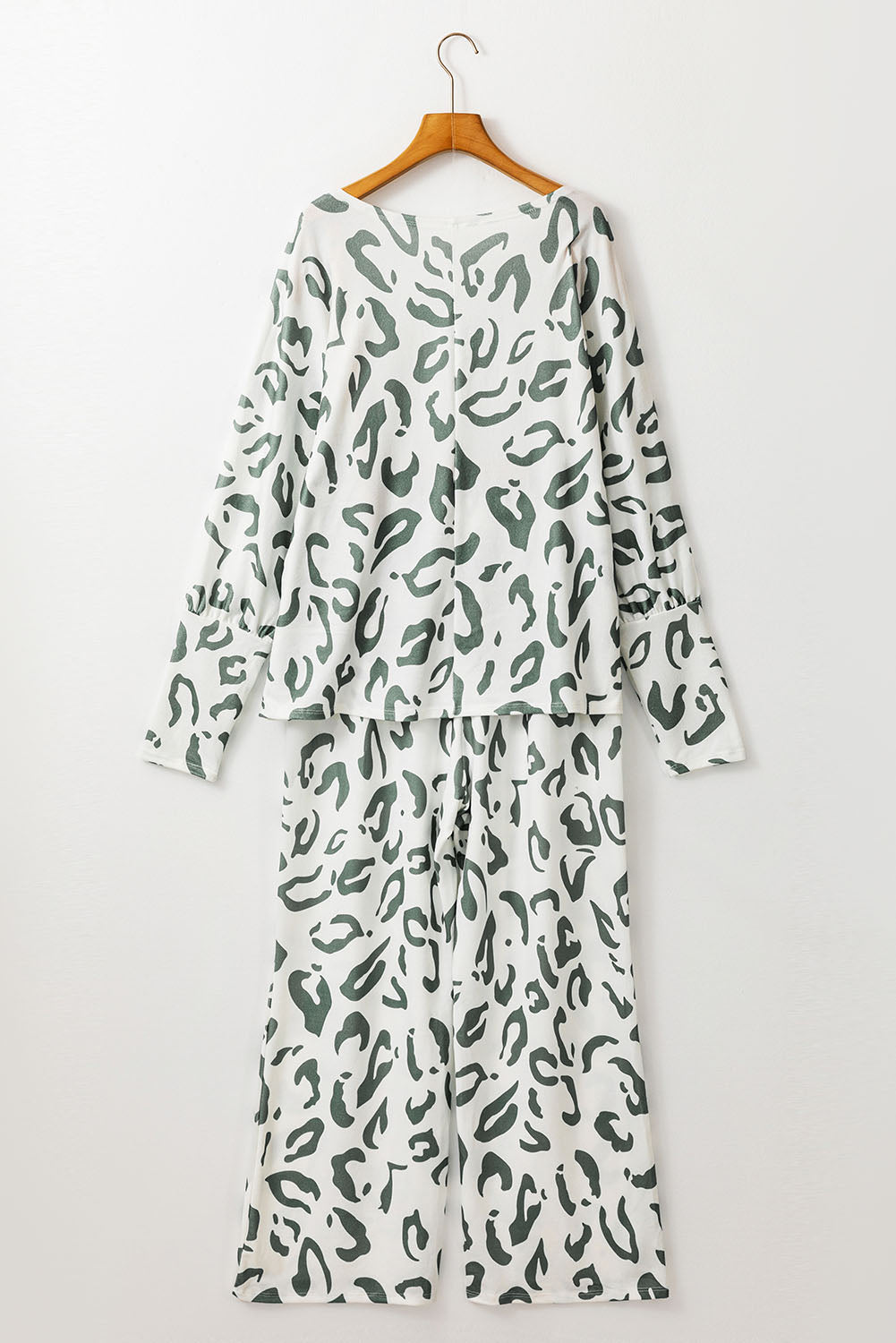 leopard animal print long sleeve and pants loungewear set