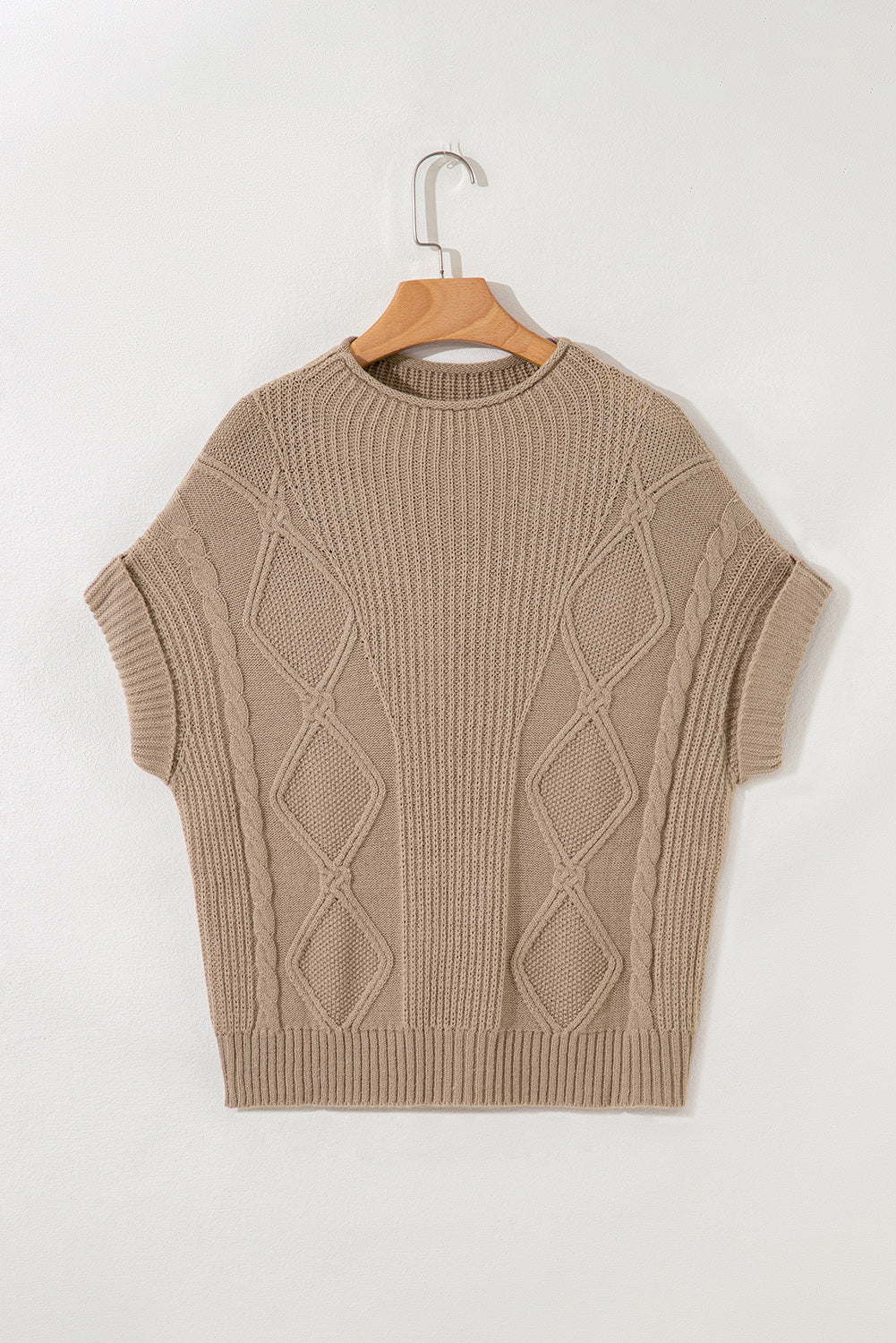 Textured Knit High Neck Sweater T Shirt