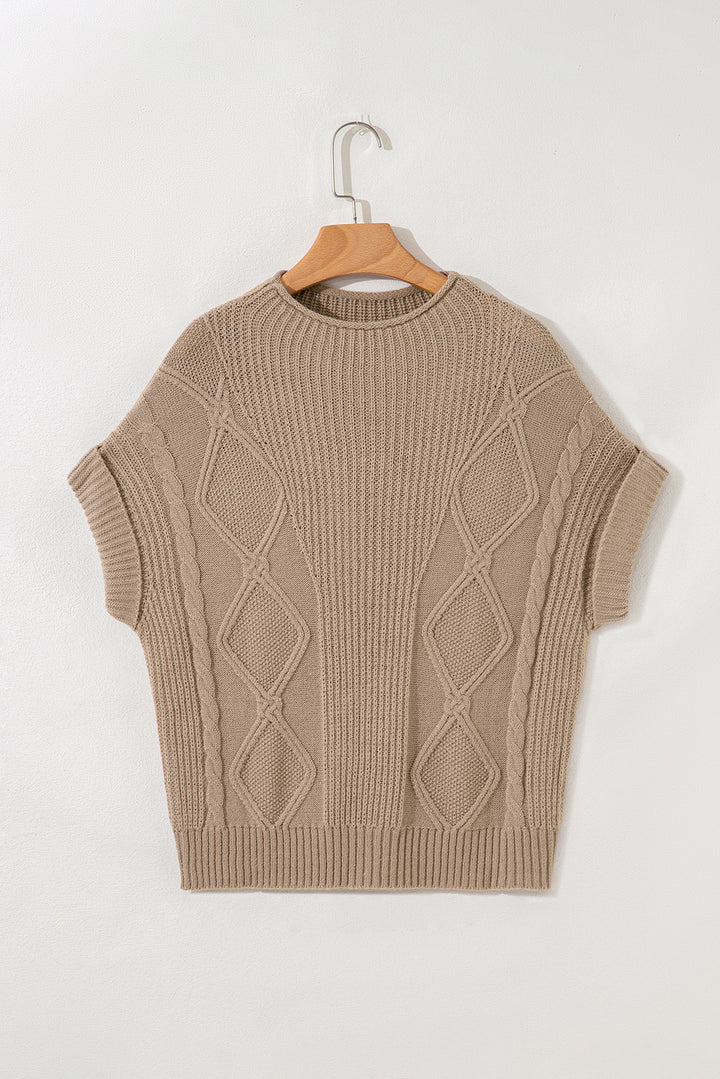 Textured Knit High Neck Sweater T Shirt