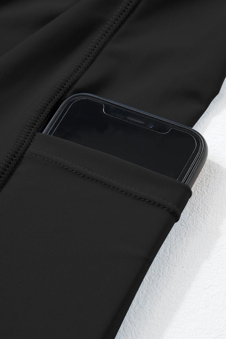 color block edge ribbed pocketed lined swim dress