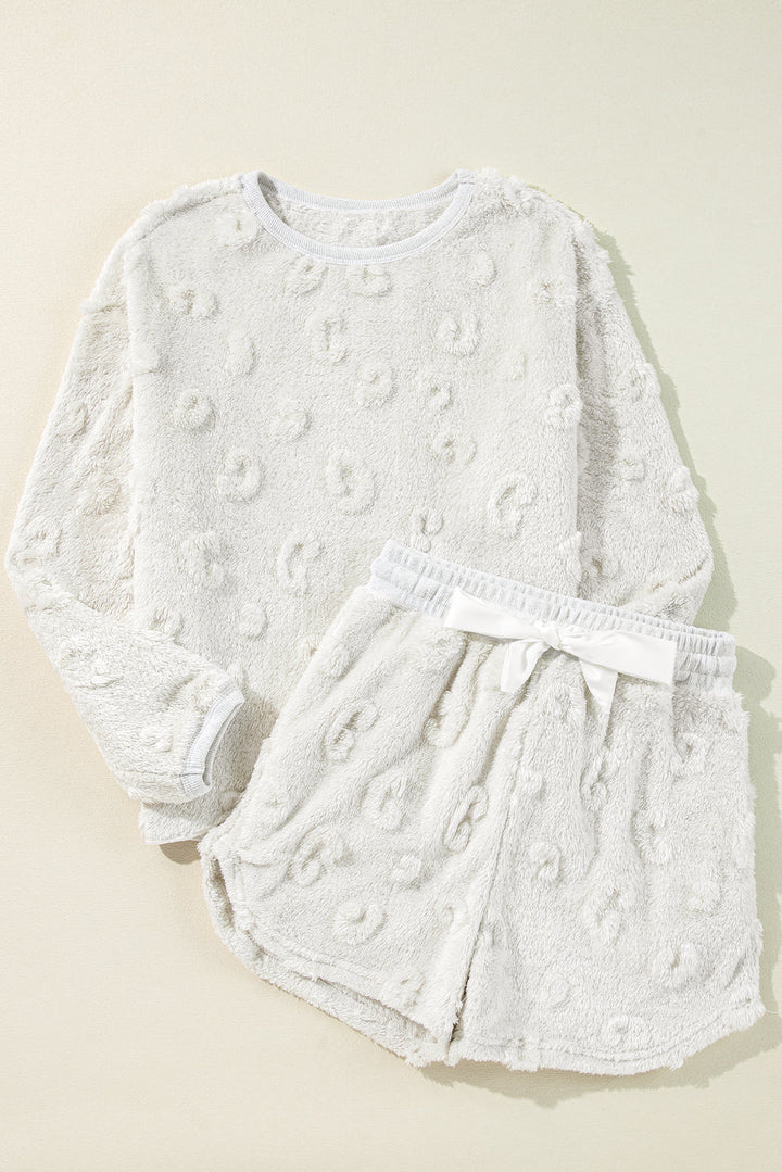 textured leopard fleece loose two piece lounge set 2
