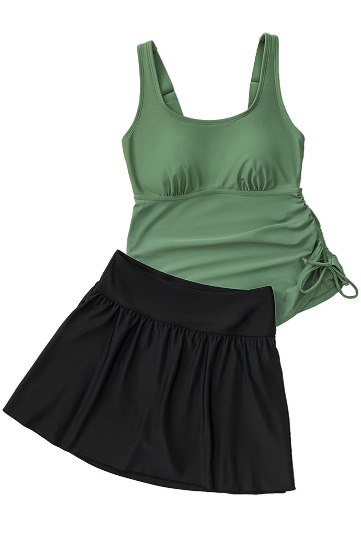 scoop neck adjustable tankini and matching skort bathing suit