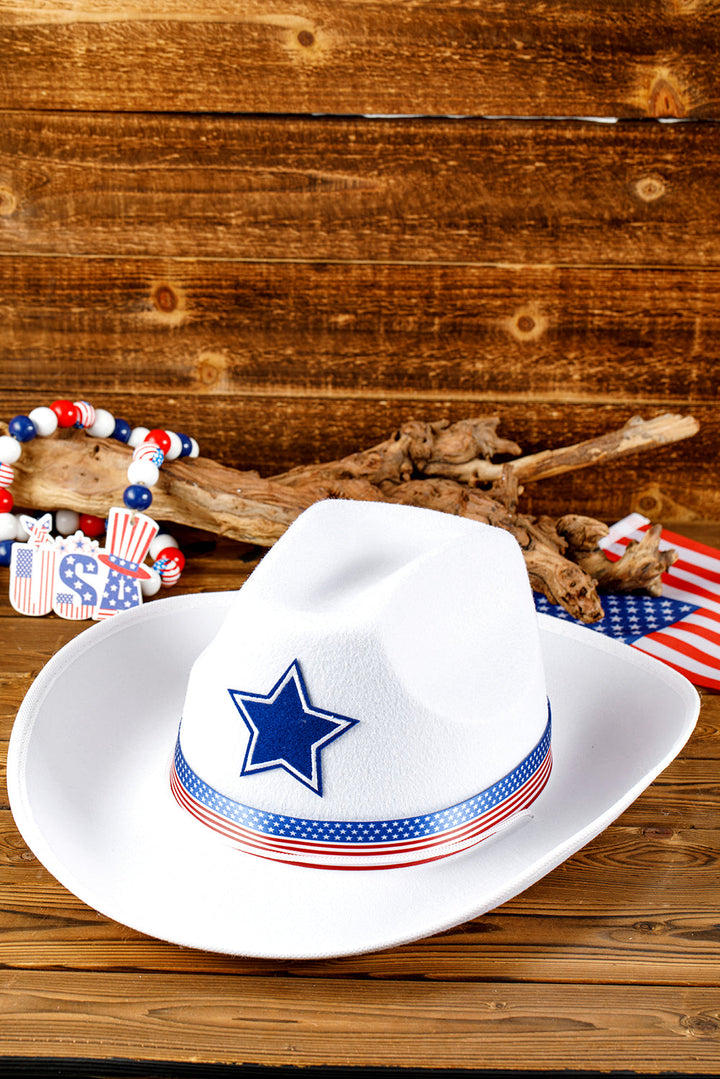 Cowboyhut mit breiter Krempe und amerikanischem Flaggenmotiv