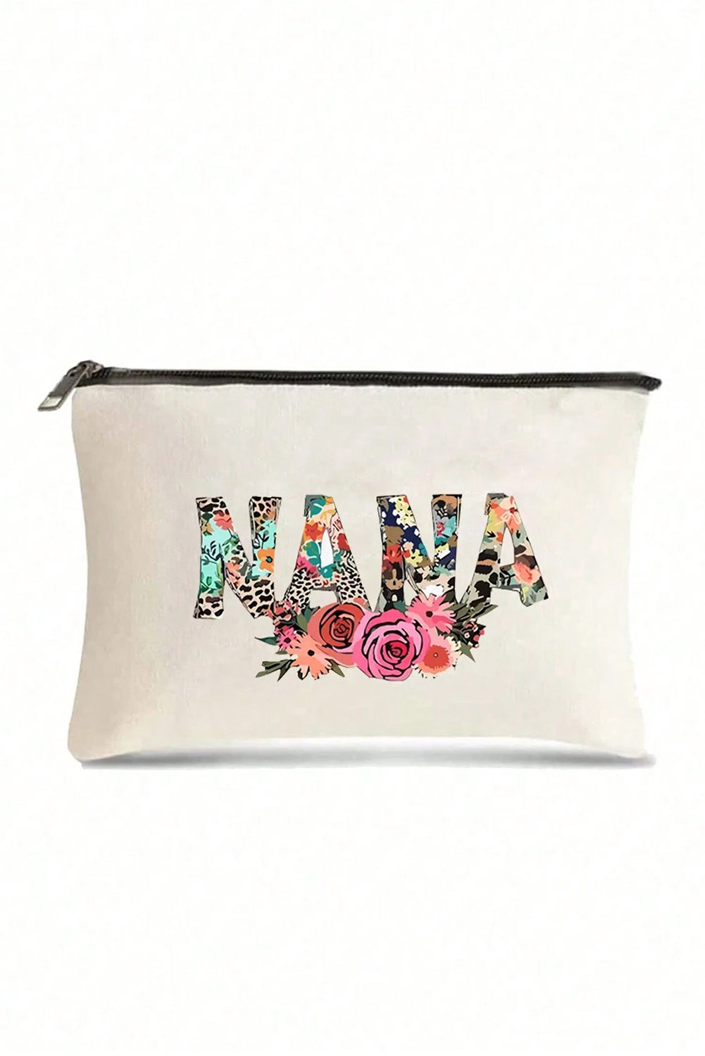 Trousse de maquillage zippée NANA à motif léopard et fleurs