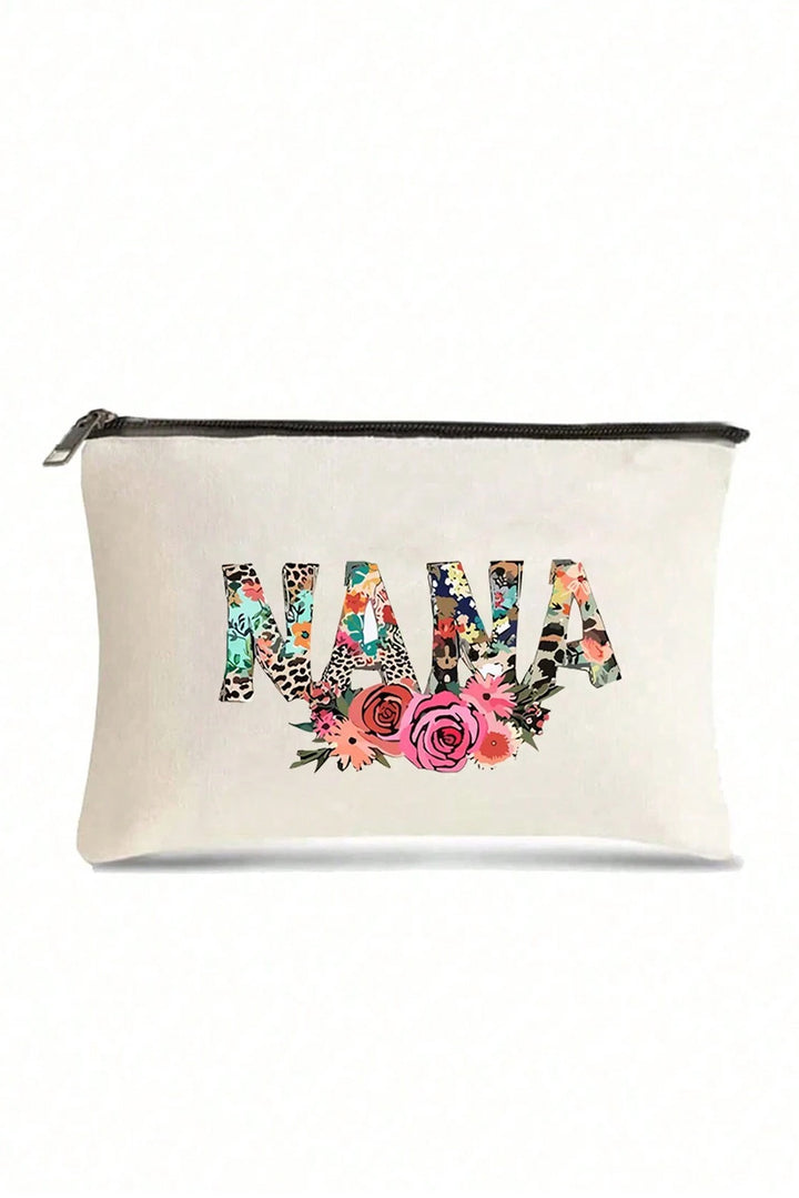 Trousse de maquillage zippée NANA à motif léopard et fleurs