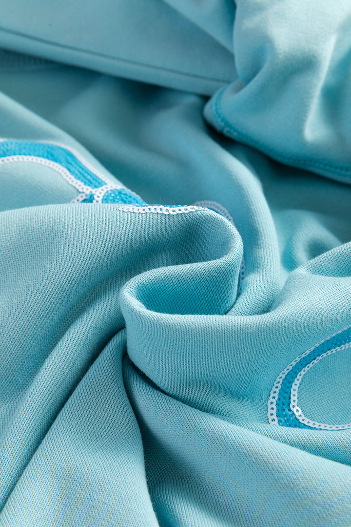 Sequined Bowknot Drop Shoulder Oversized Sweatshirt