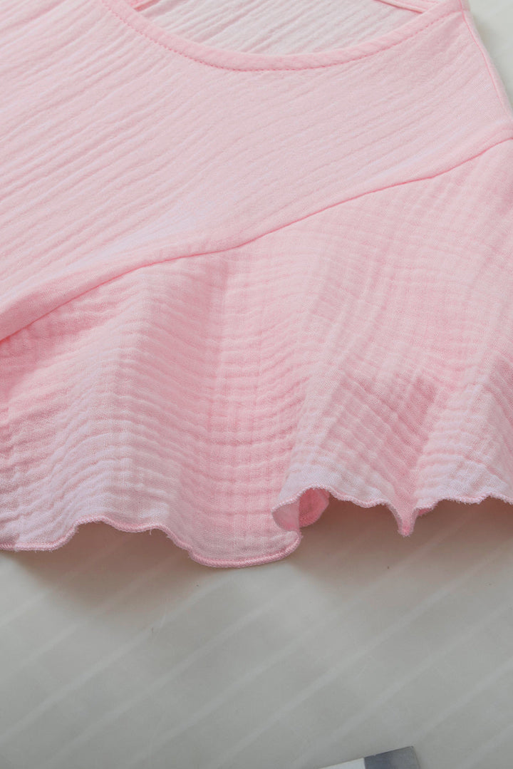 crinkled cotton gauze ruffle sleeve blouse 1