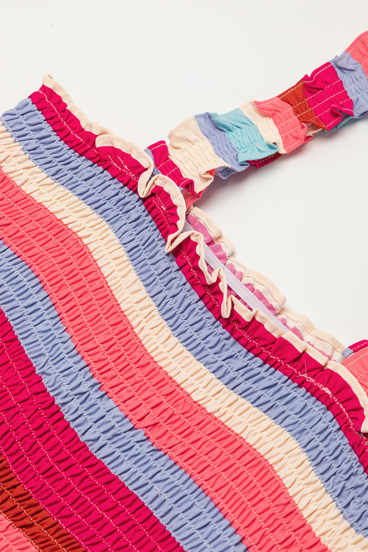 Ruffled Straps Smocked Tiered Long Dress