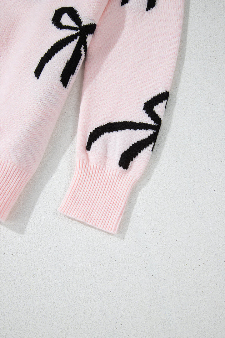Bow Pattern Knitted Loose Fit Sweater