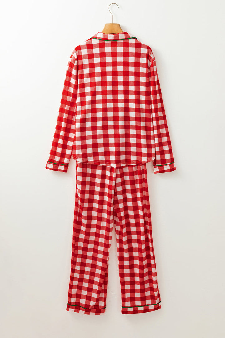 christmas plaid print shirt and pants pajama set