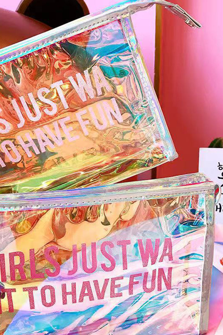 Trousse de maquillage étanche à fermeture éclair laser