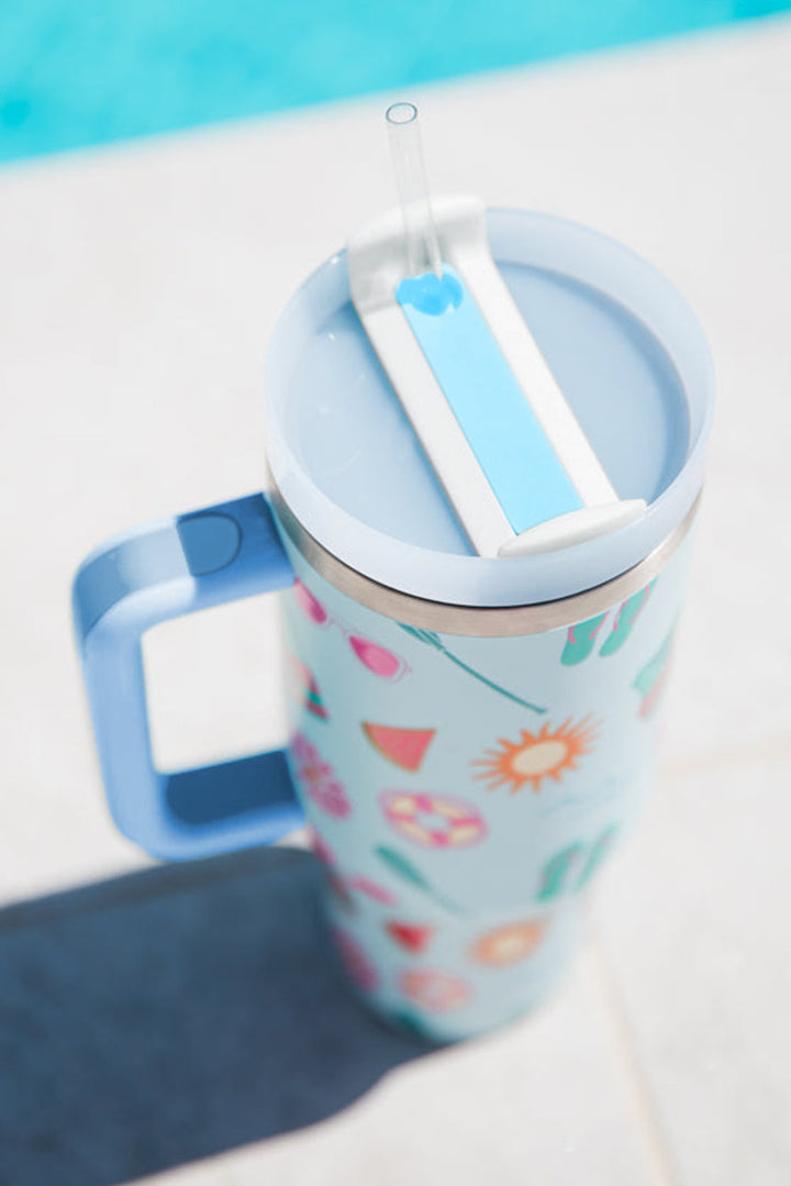 Tasse mit Henkel „Beach Day Fun“-Muster, 40 oz