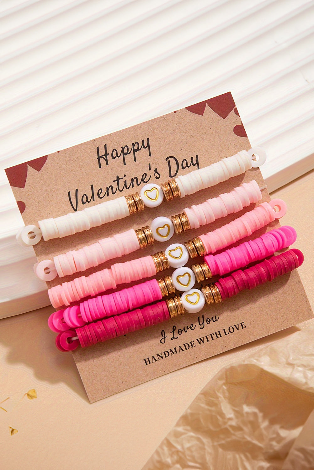 5-teiliges Valentinstag-Herz-Perlenarmband