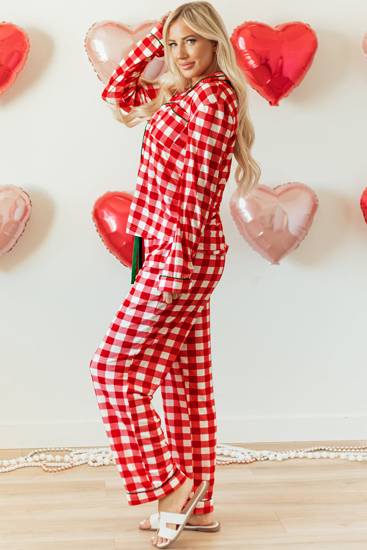 christmas plaid print shirt and pants pajama set