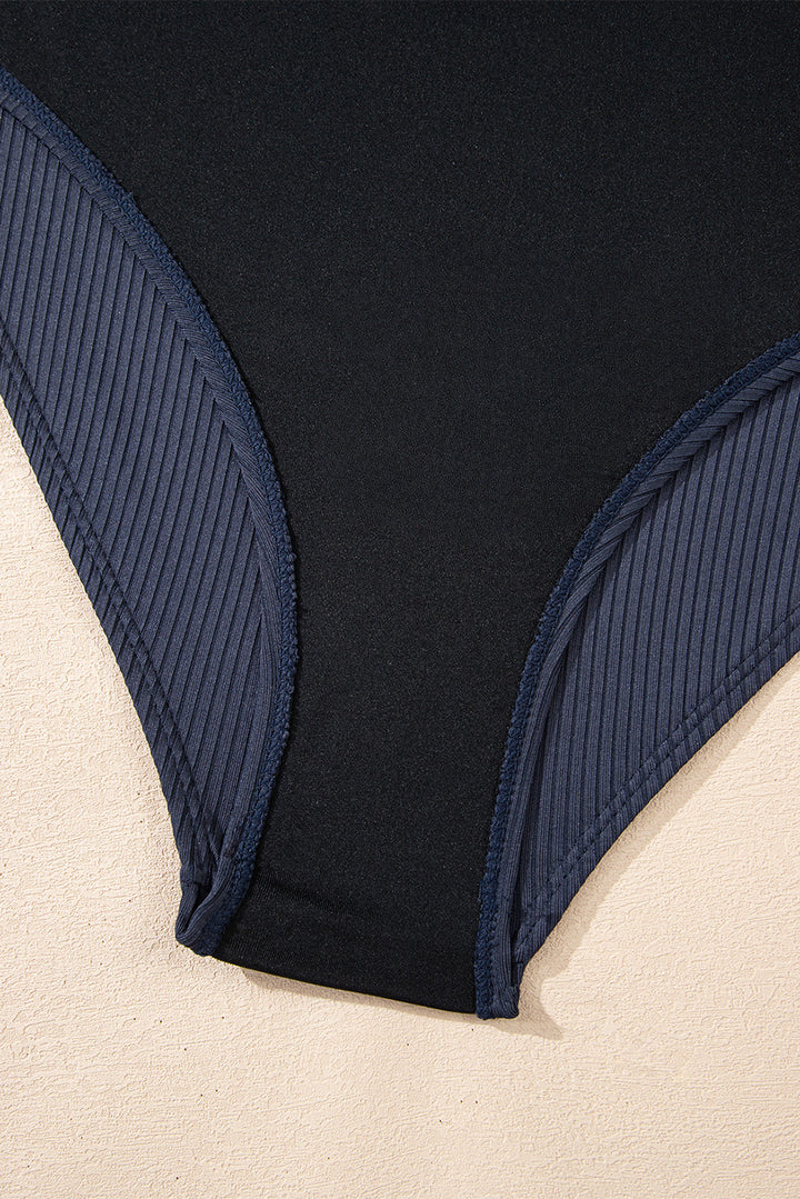 ruched u neck ribbed tankini