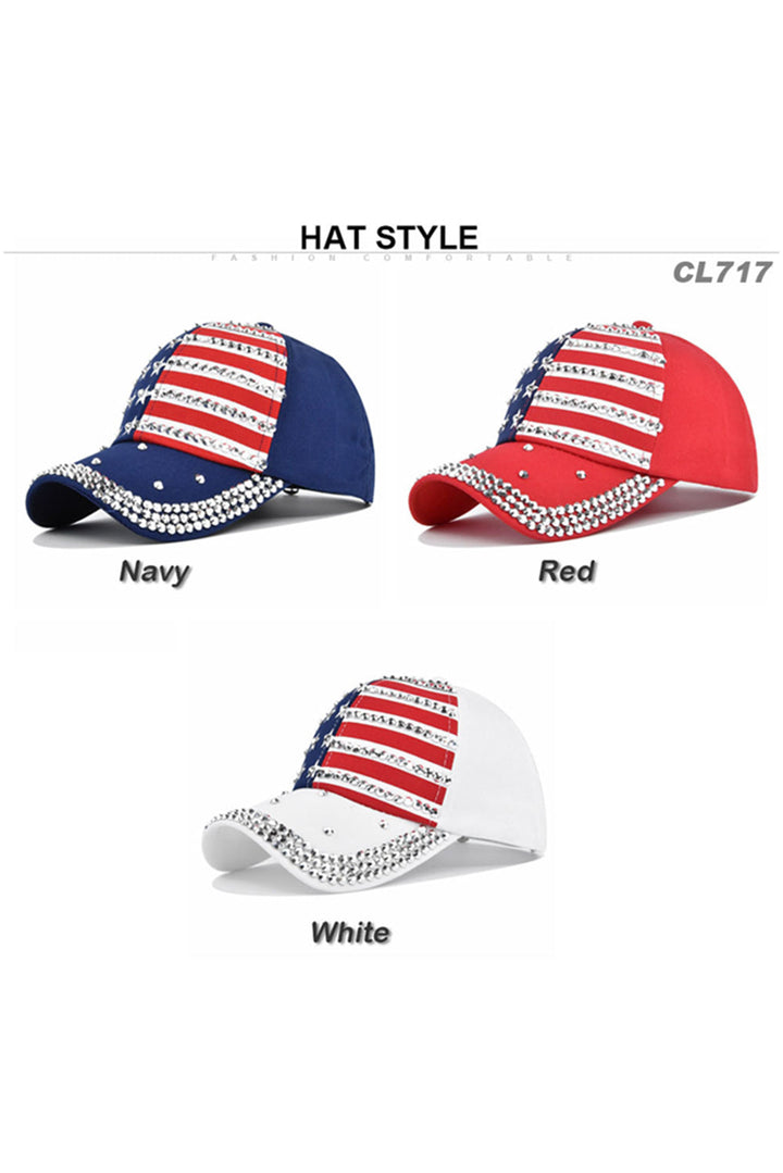 Baseballkappe mit amerikanischer Flagge und Strassdekor