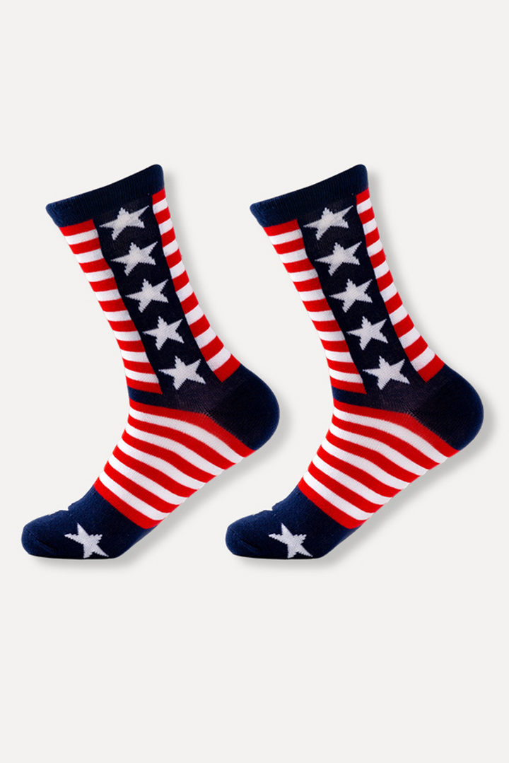 Crew-Socken mit Streifen und Sternen im amerikanischen Stil