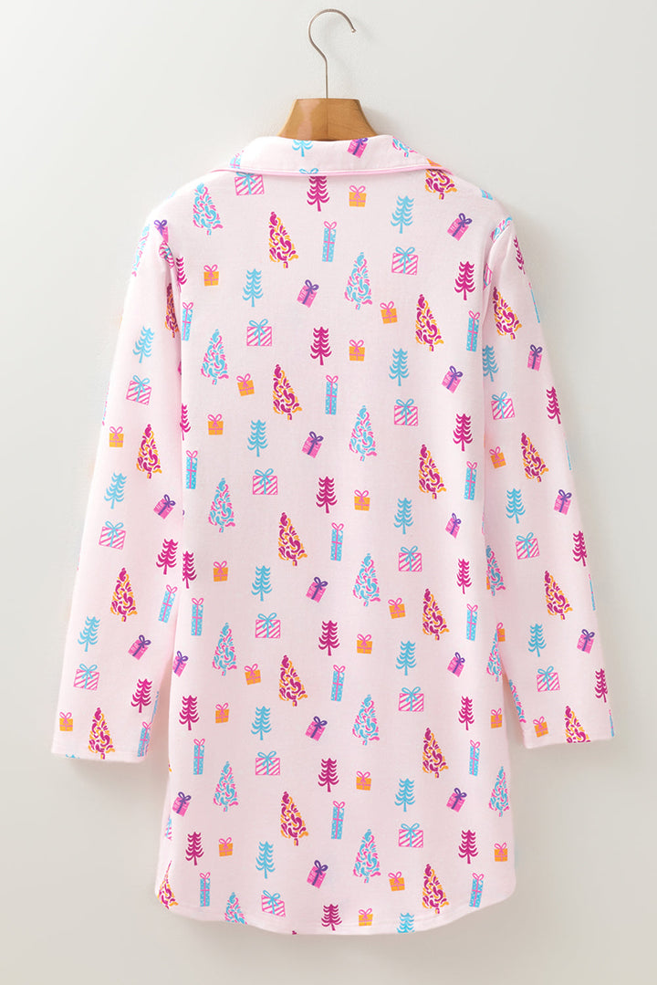 christmas twinkle tree print shirt sleep dress