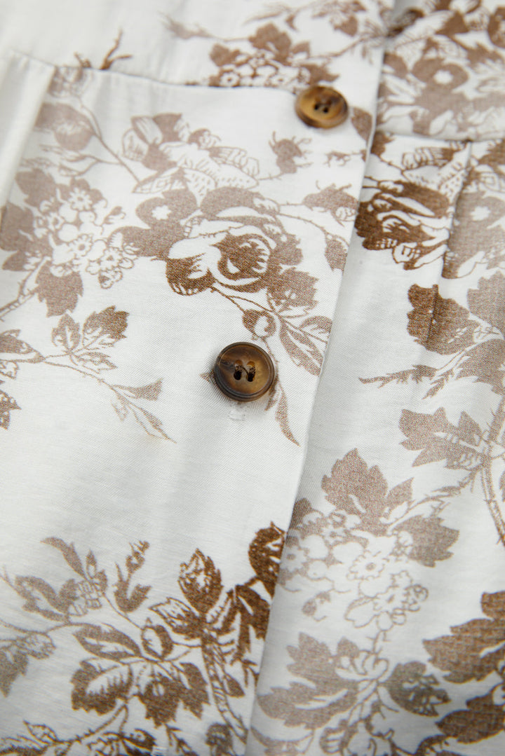 floral puff sleeve v neck buttoned front maxi dress