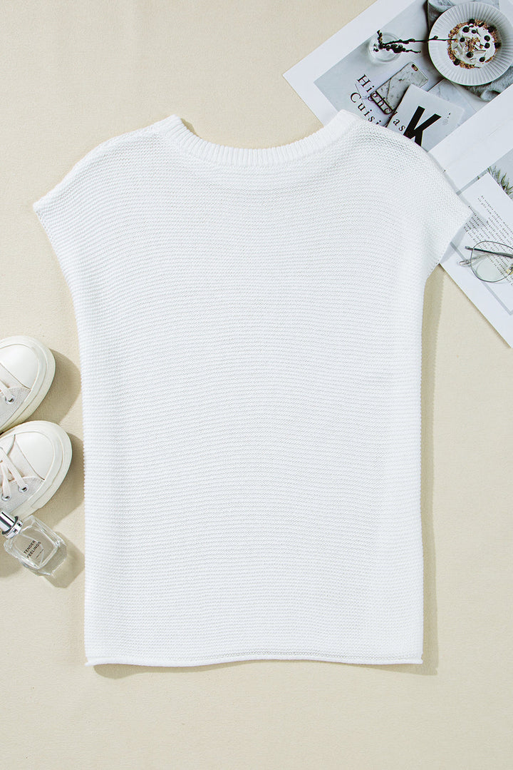 Solid Color Sweater Tee with Side Slits