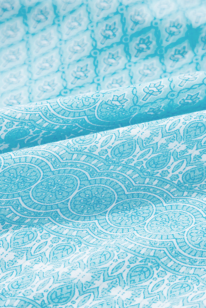 tribal pattern print ruffled wide straps loose tank top