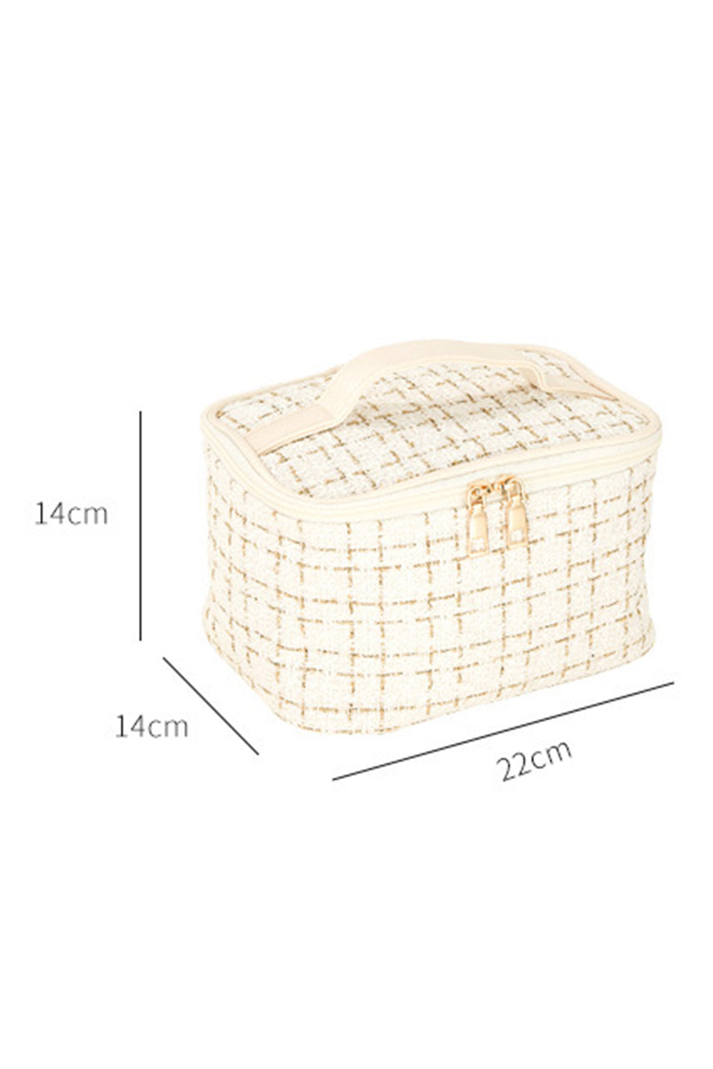 Grande trousse à maquillage à carreaux avec fermeture éclair et poignée