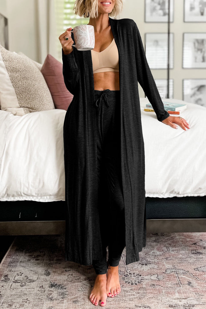 split long cardigan and skinny pants lounge set 1