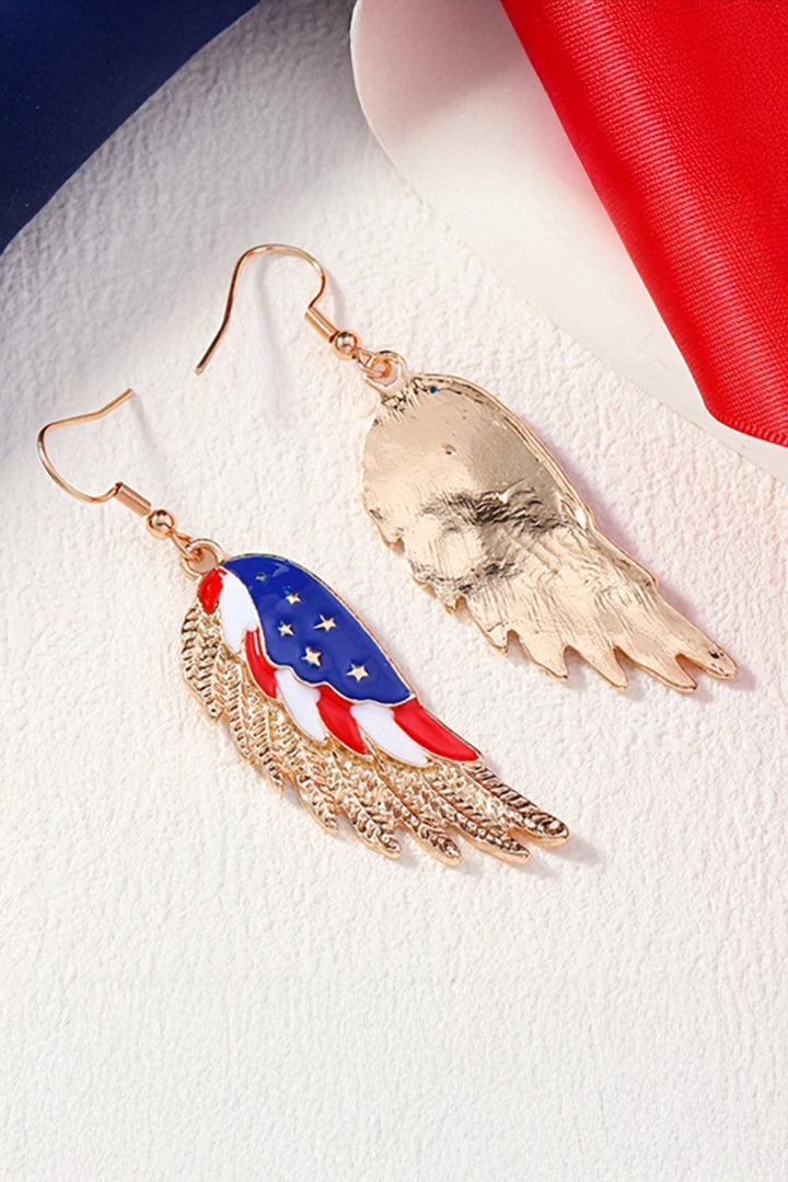 American Flag Wing Shape Plated Alloy Hook Earrings