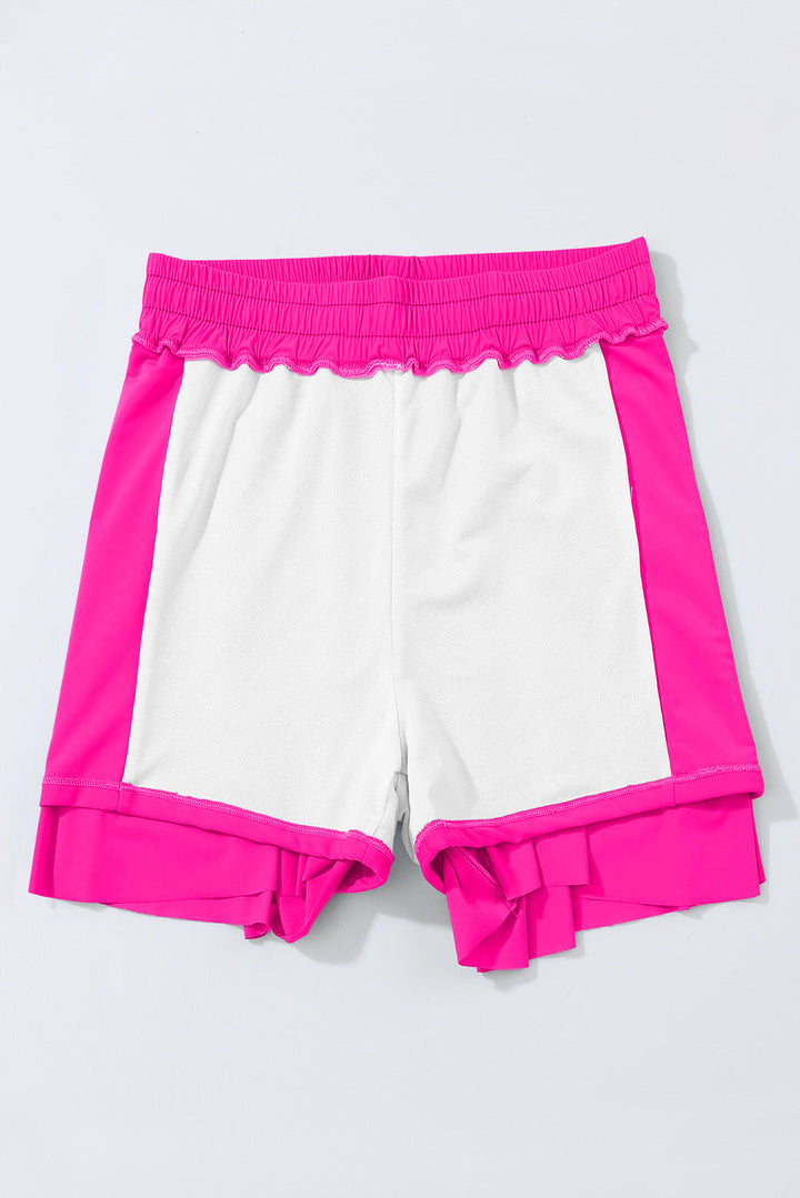 drawstring elastic waist lined ruffle shorts bikini bottom