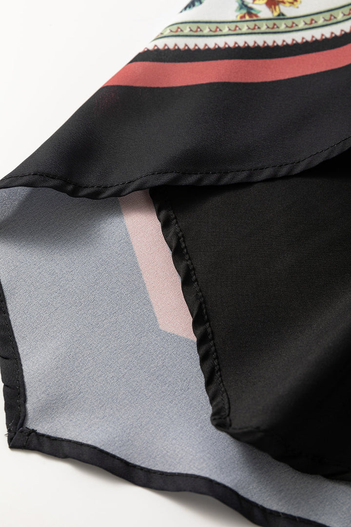 Mixed Floral Chevron Pattern Dip Hem Spaghetti Straps Tank