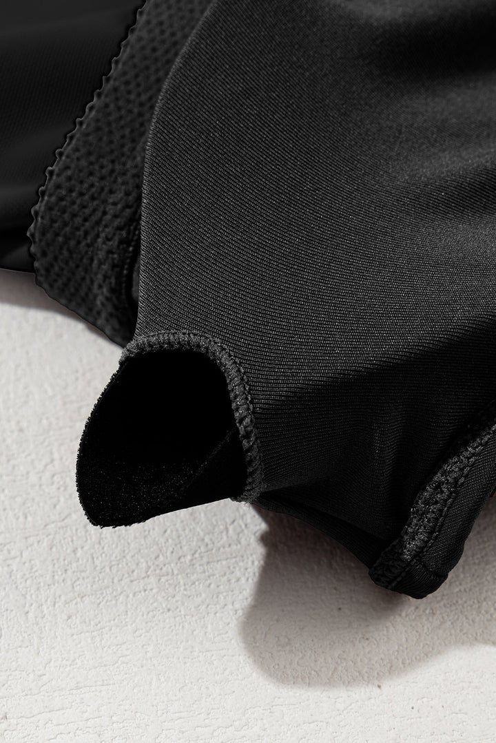 grommet shoulder strap pleated swim dress