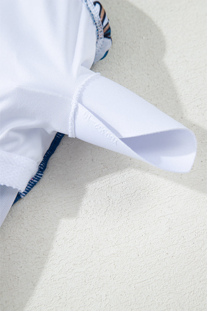 floral printed ruffle removable strap one piece swimsuit